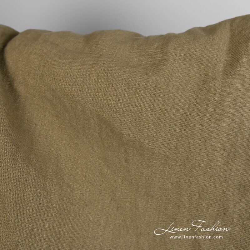 Linen fabric in tobacco green for clothes and home textile