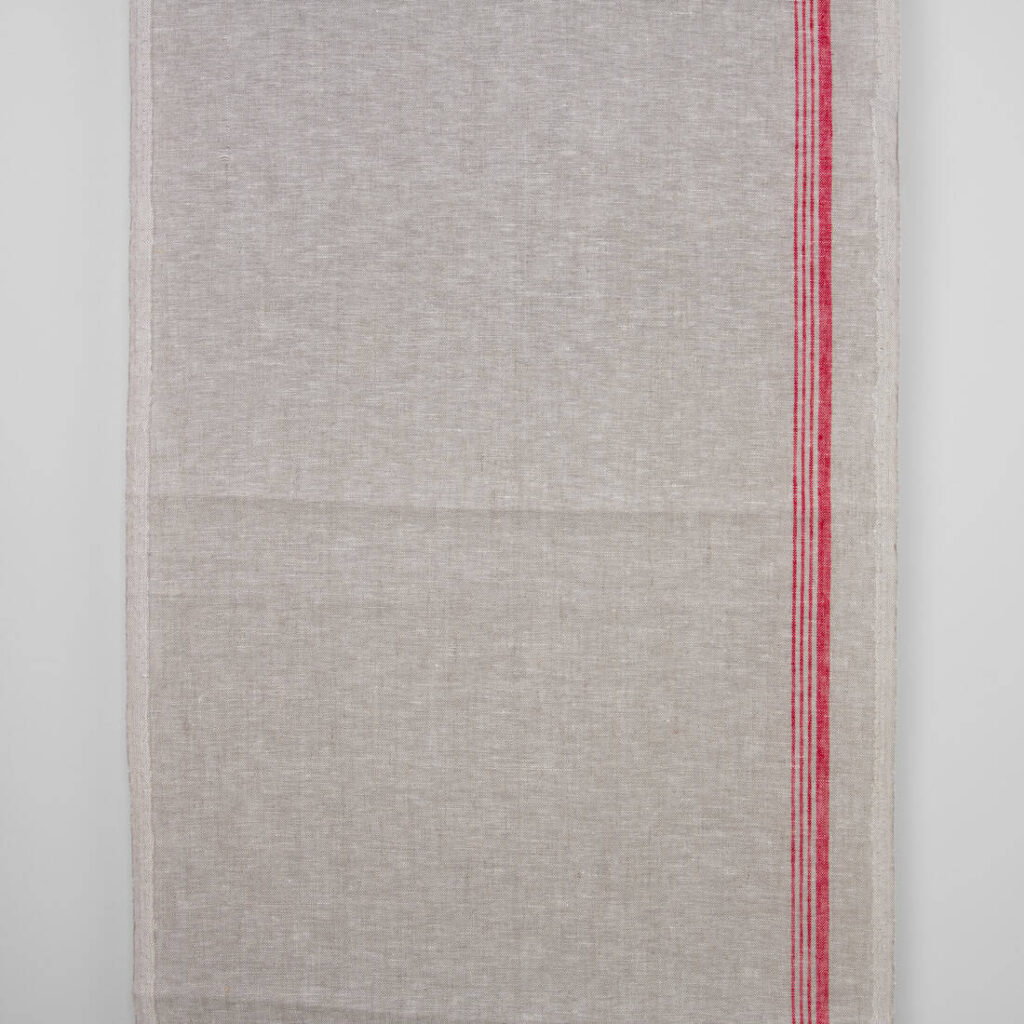 Narrow linen towel fabric in beige