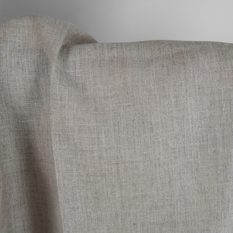 Undyed natural linen fabric close up detail