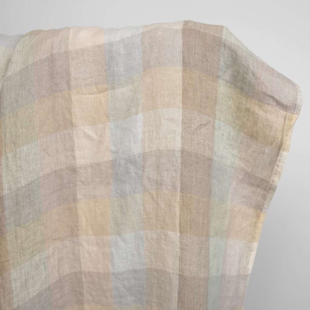 linen washed checks beige sand