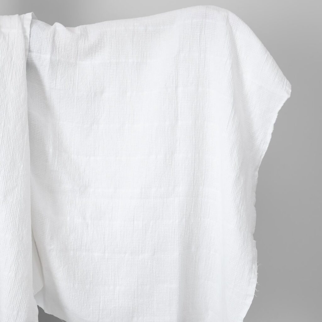 linen cotton white waffle, washed.
