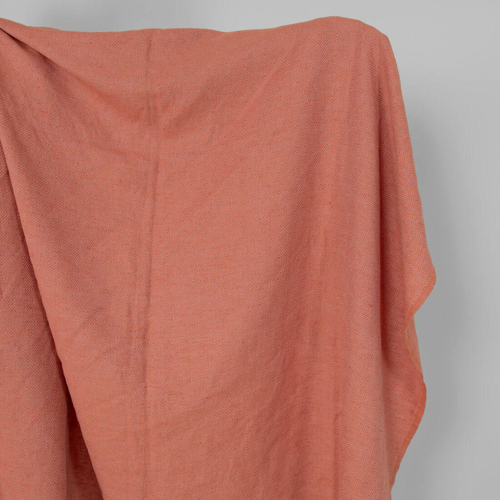 Washed linen cotton fabric orange lilac