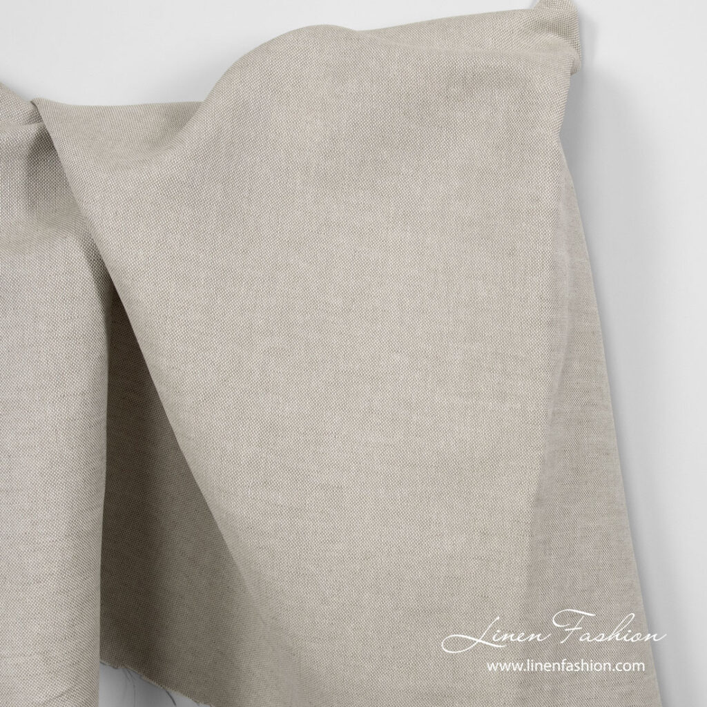 Cotton Linen Blend Fabric in Beige Color