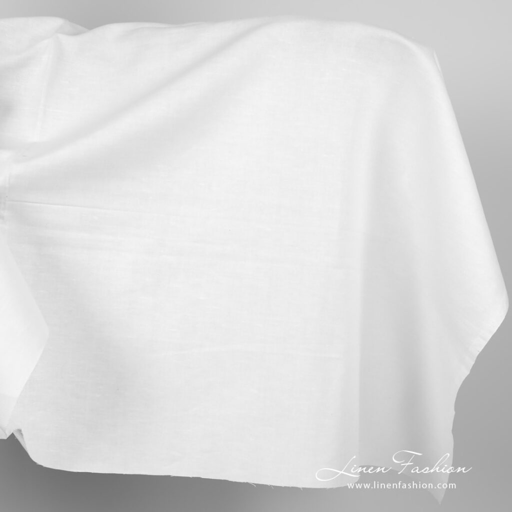 Linen cotton fabric white colour in twill weave