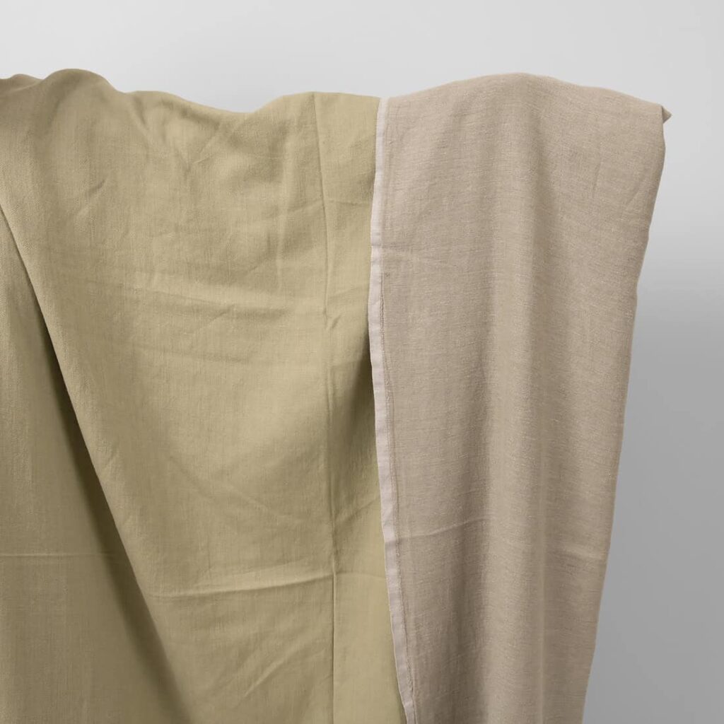 Olive green washed fabric double-sided