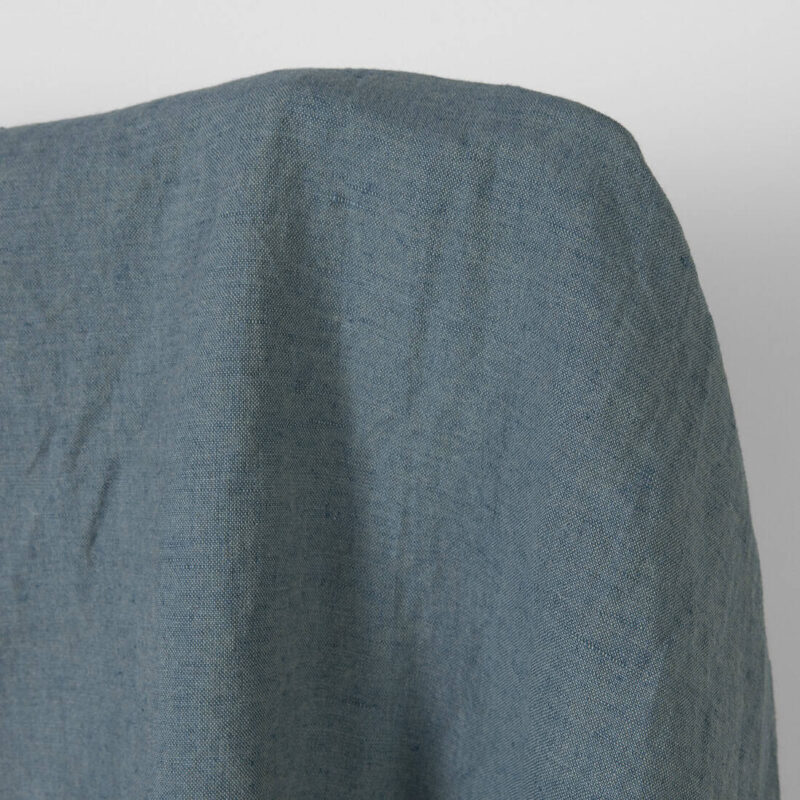Washed linen cotton fabric green-blue melange, plain weave