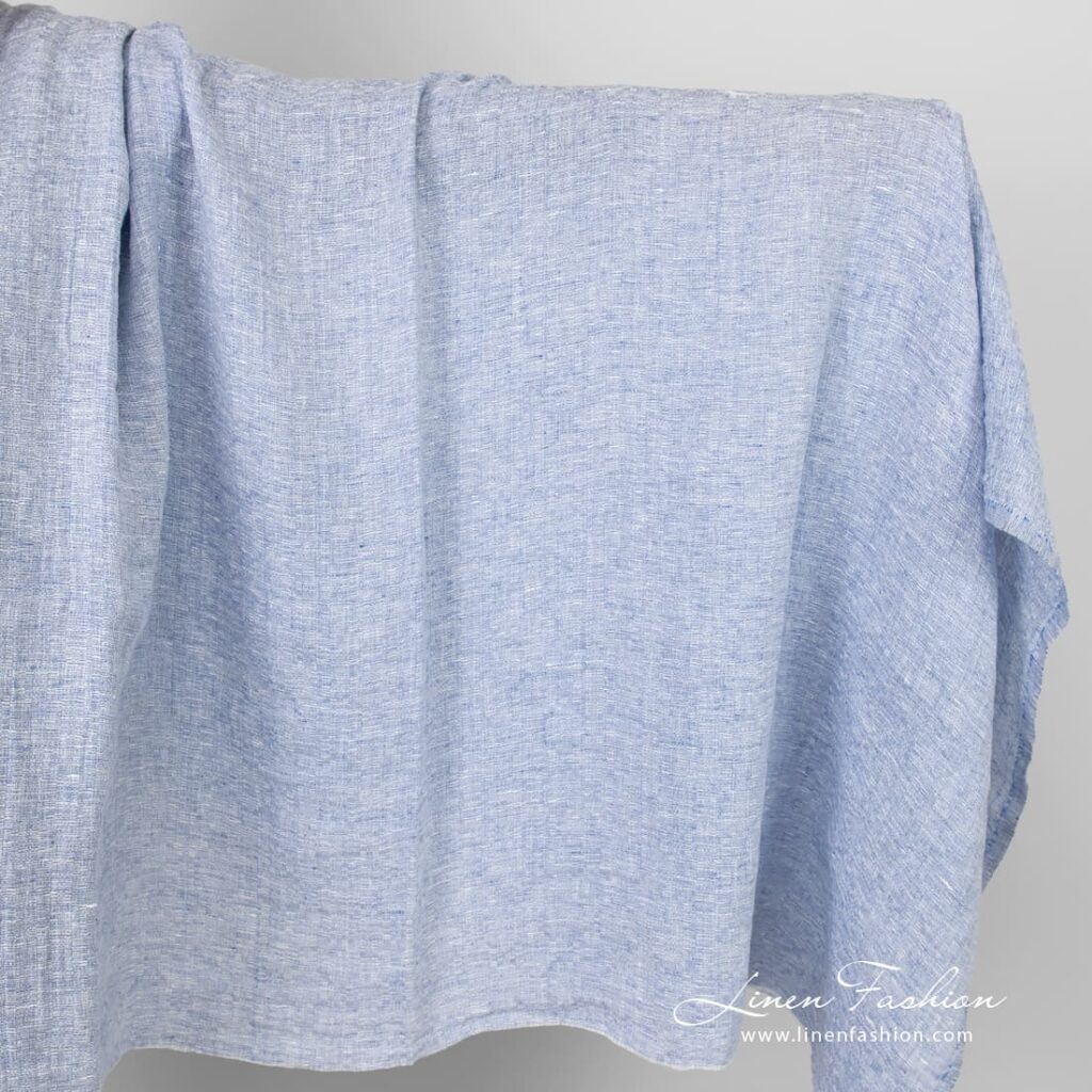 Blue linen fabric in melange