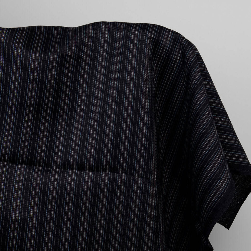 Black striped linen fabric