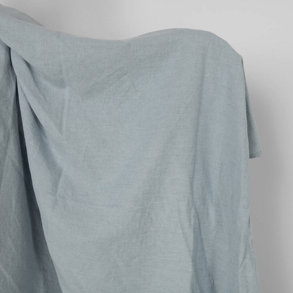 Washed linen cotton fabric grey blue
