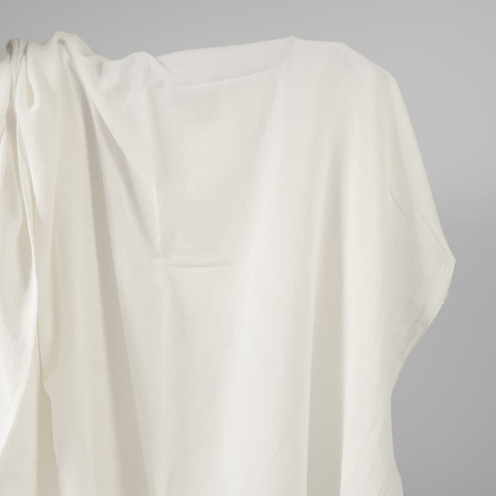 Wide washed linen cotton fabric off-white colour