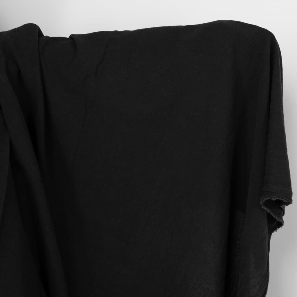 Wide washed linen cotton fabric in black