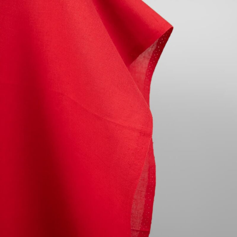 deep red linen cotton fabric not washed
