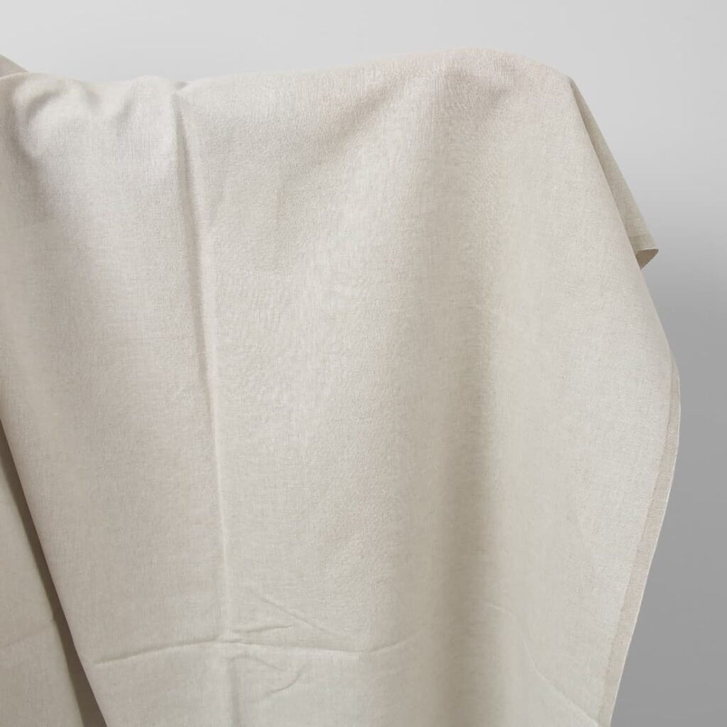 Wide linen cotton fabric natural light grey colour