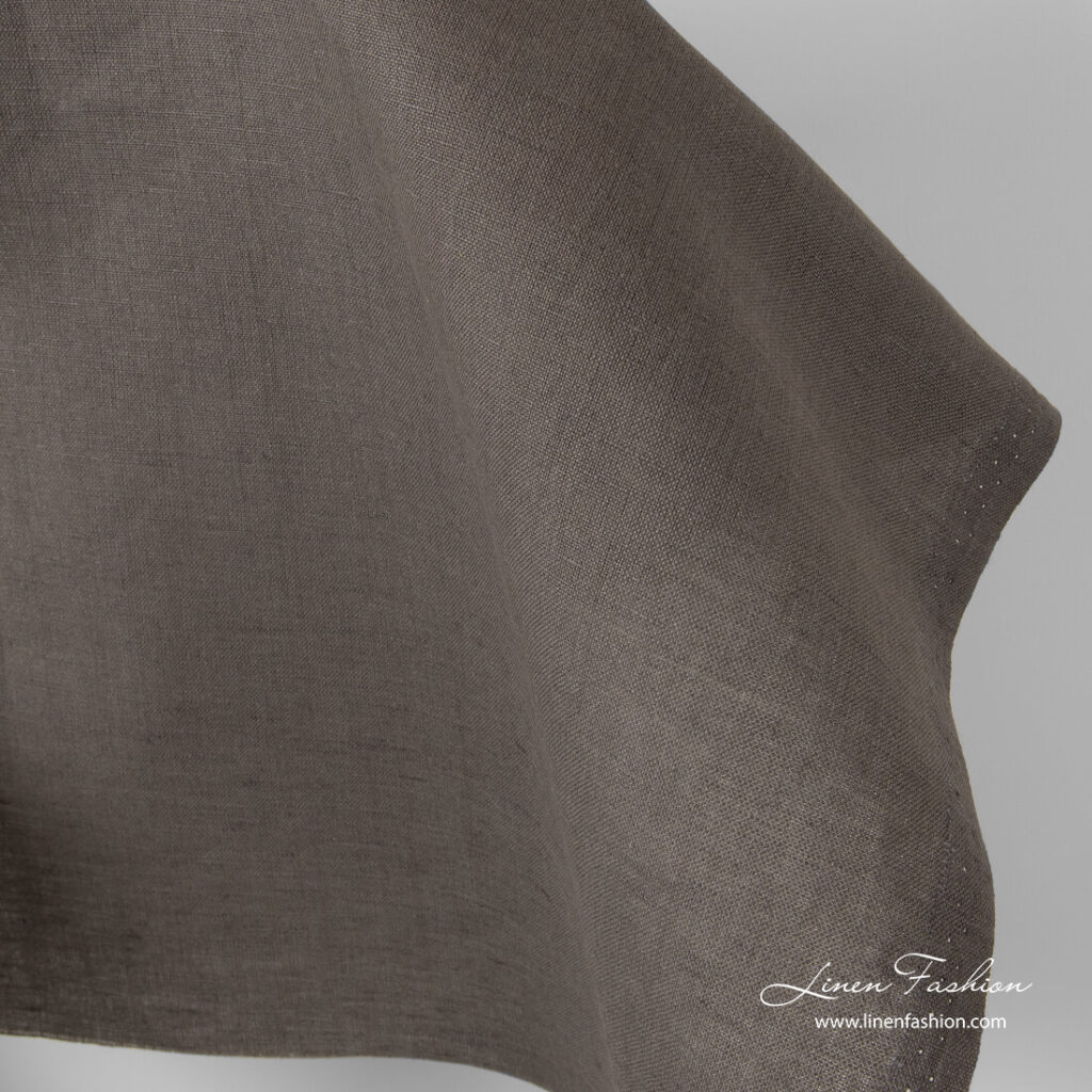 Grey brown linen fabric