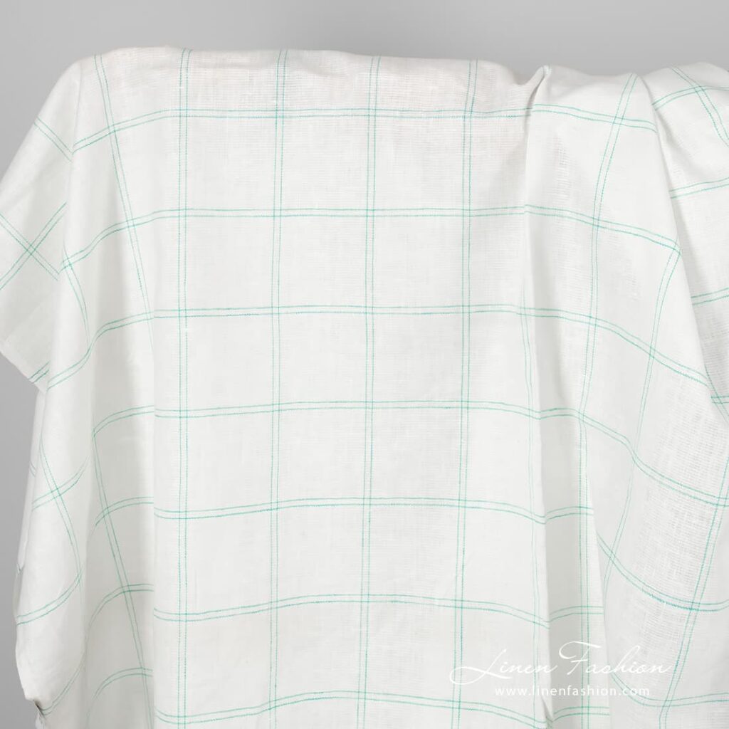 Linen fabric with green checks.