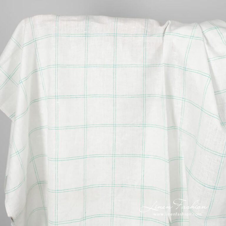 Linen fabric with green checks.