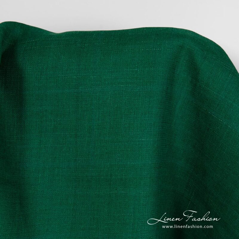 Linen green fabric with decorative stripes