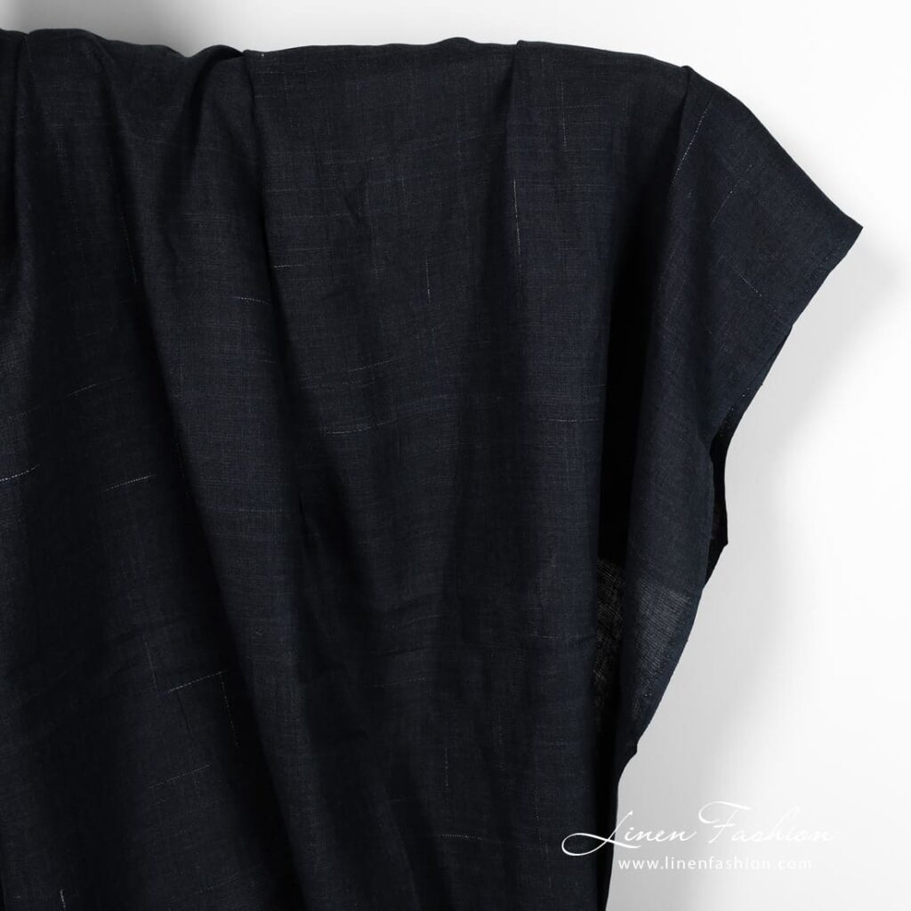 Dark blue linen fabric