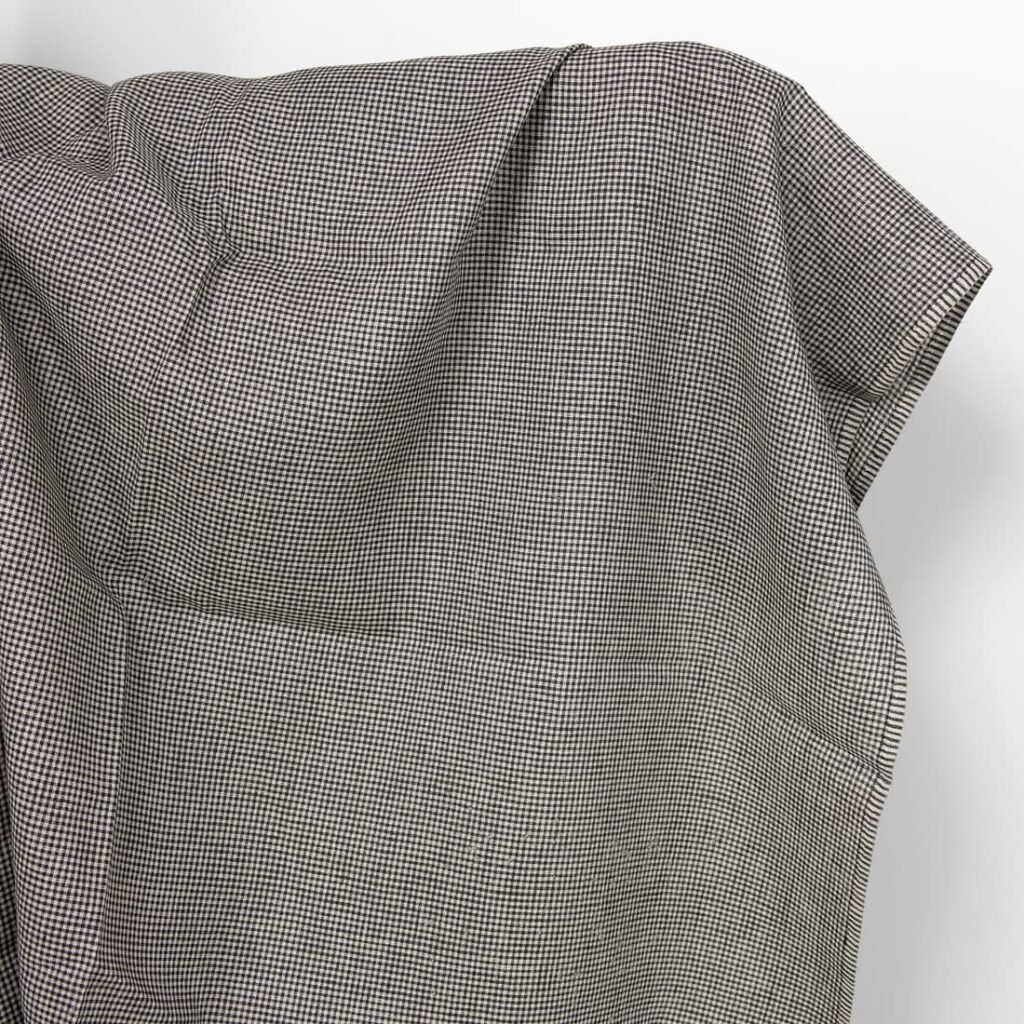 Linen fabric in natural and black checks