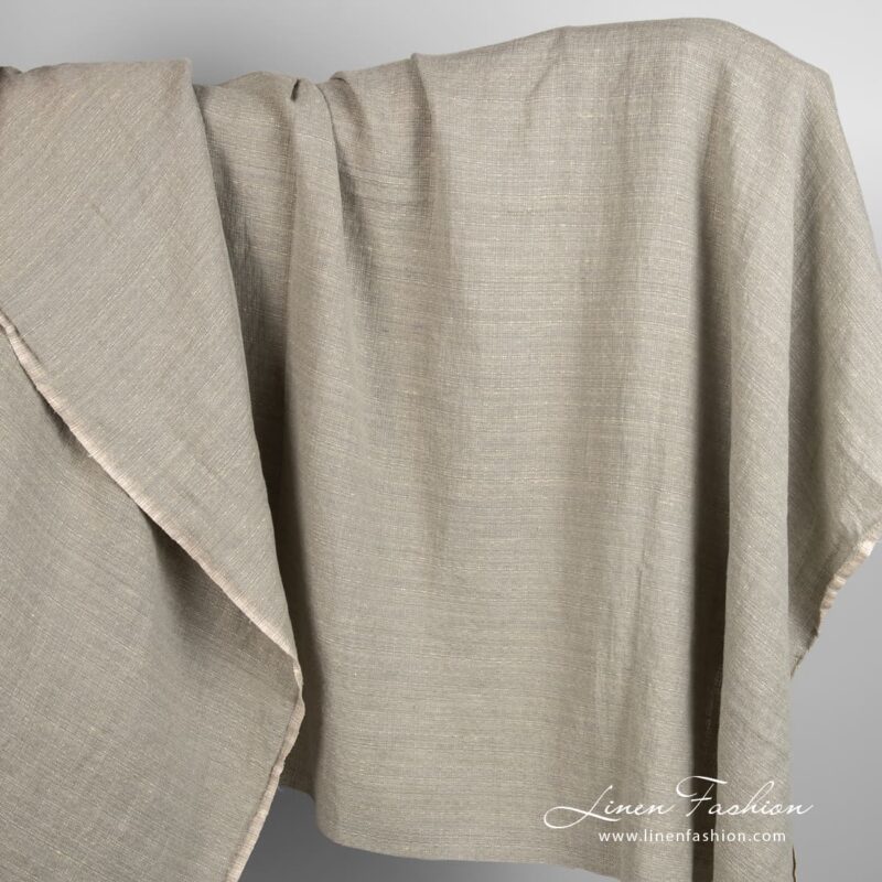 Linen cotton yellow grey fabric
