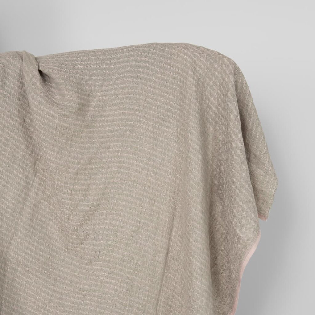 Washed linen fabric lilac green pattern