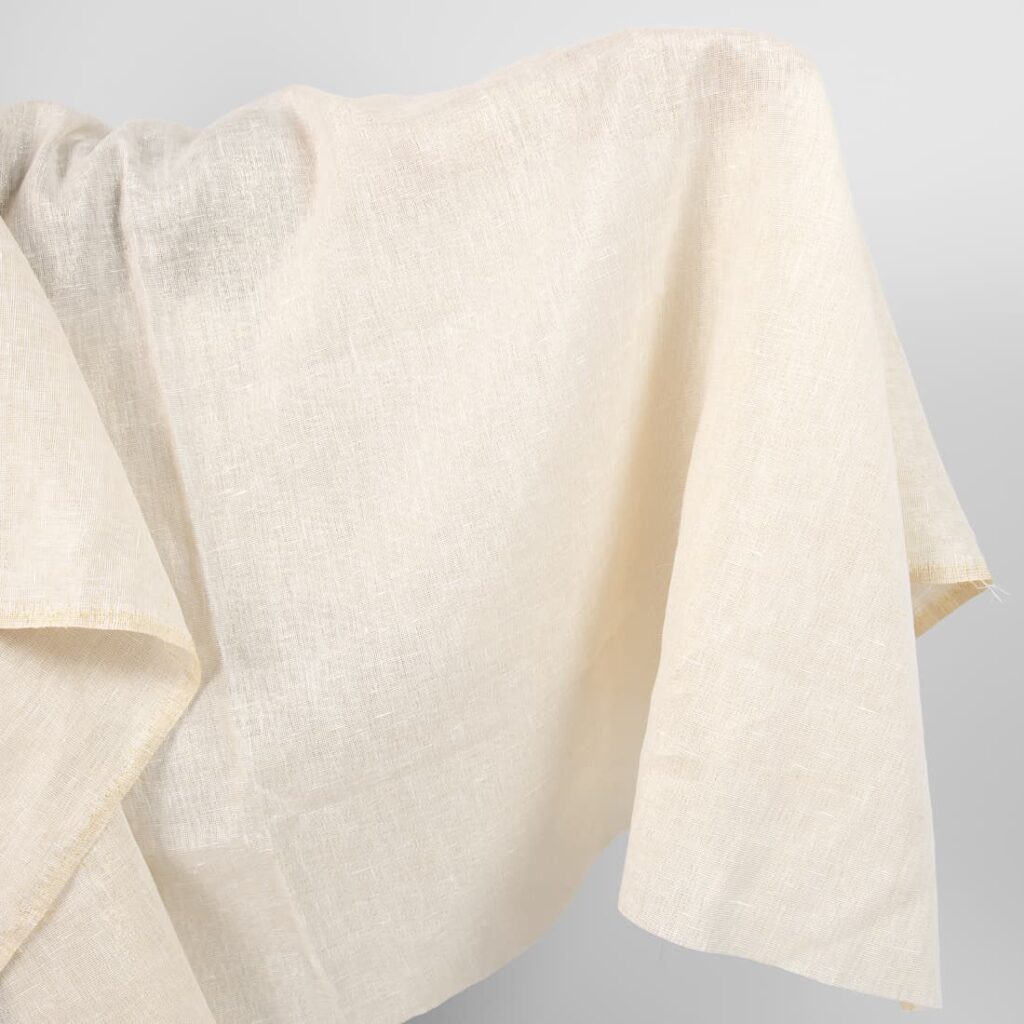 linen with PES yellow with lurex fabric