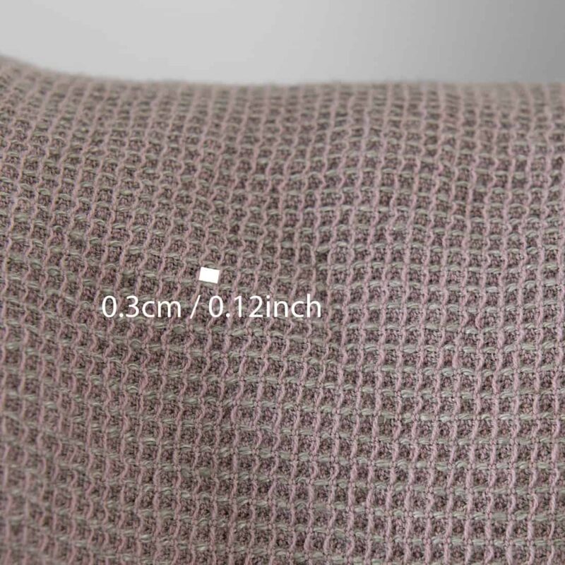 Linen cotton heavy fabric lilac and grey waffle washed, with measurements