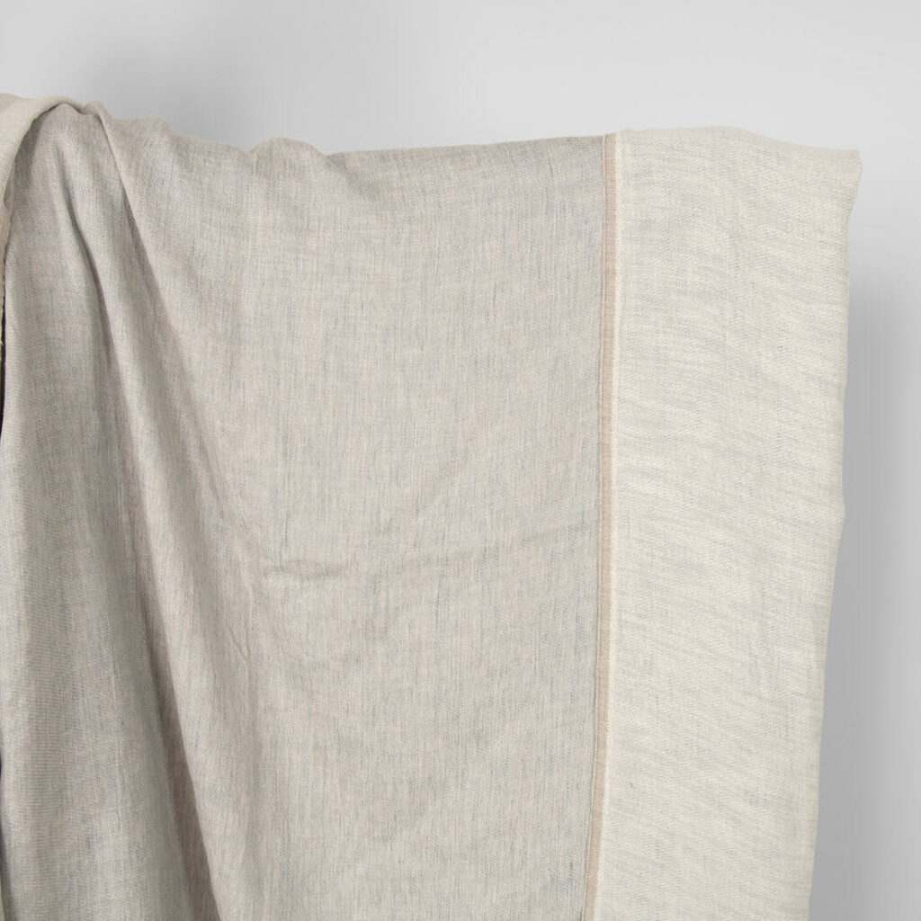 Washed linen cotton satin fabric beige-grey