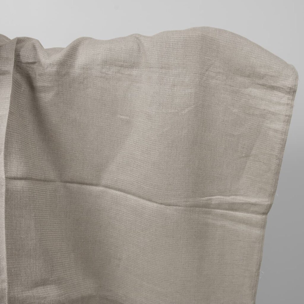 Checked linen fabric in grey natural flax colour