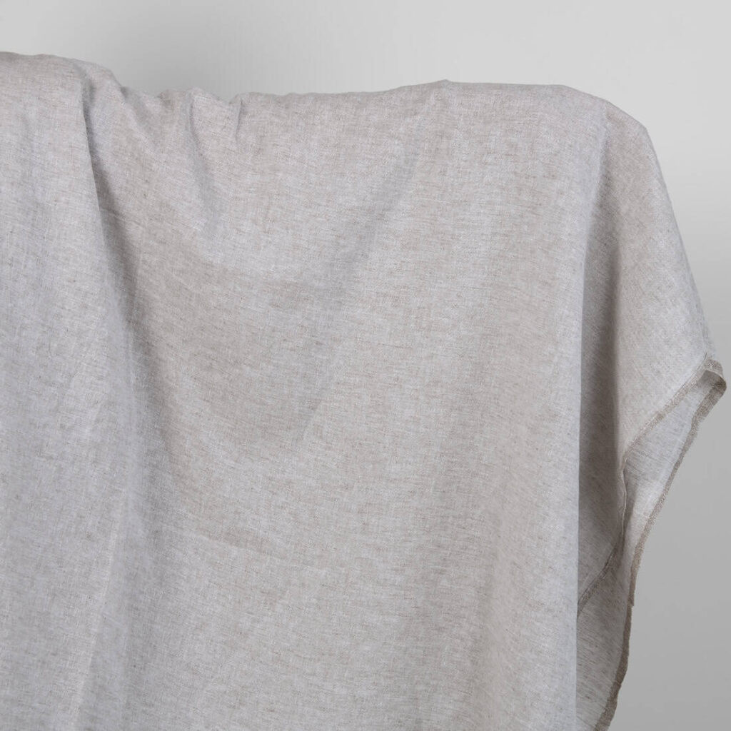 Washed linen cotton fabric greyish brown melange