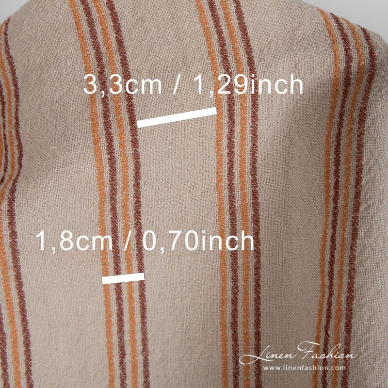 Wide linen cotton rosy fabric stripe size
