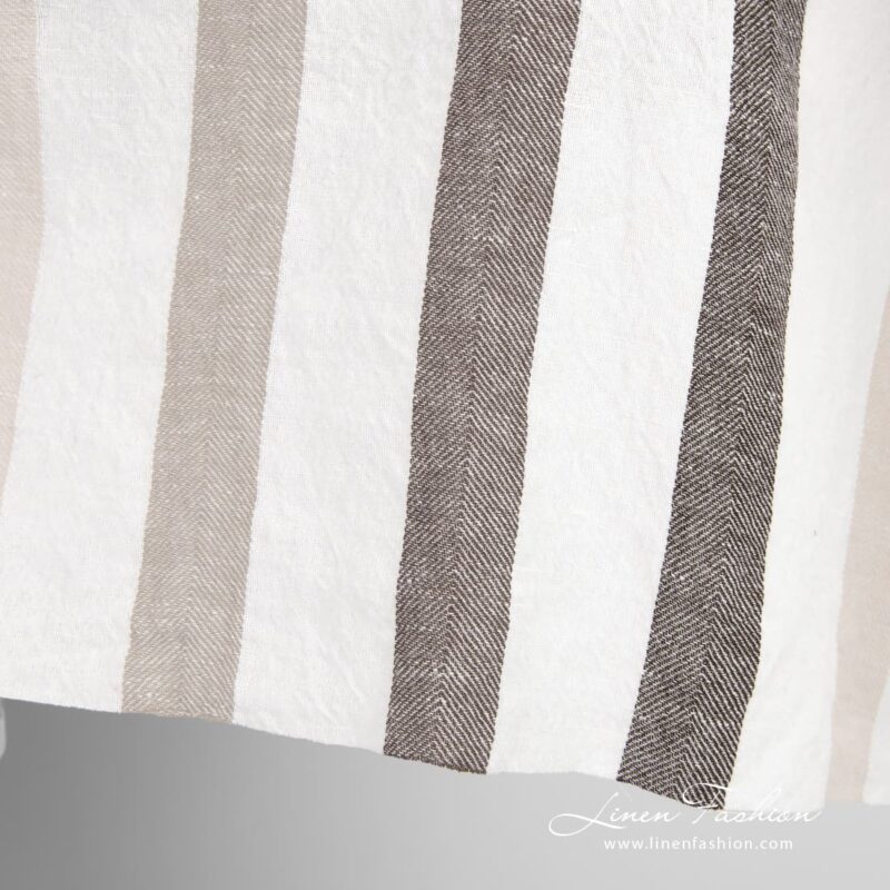 Wide linen cotton fabric in herringbone