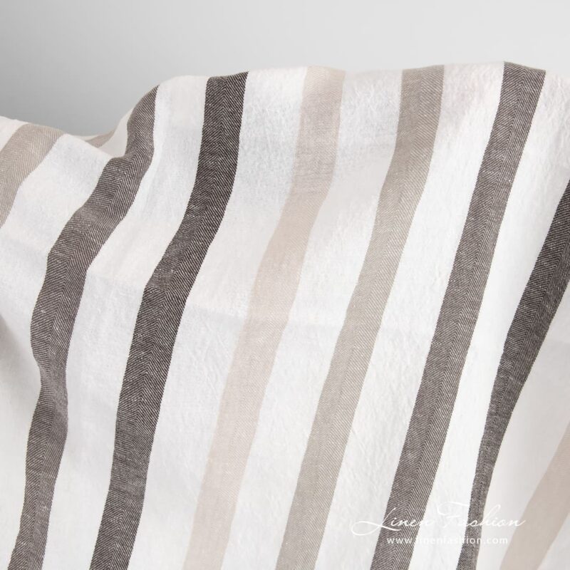 Wide linen cotton fabric with stripes