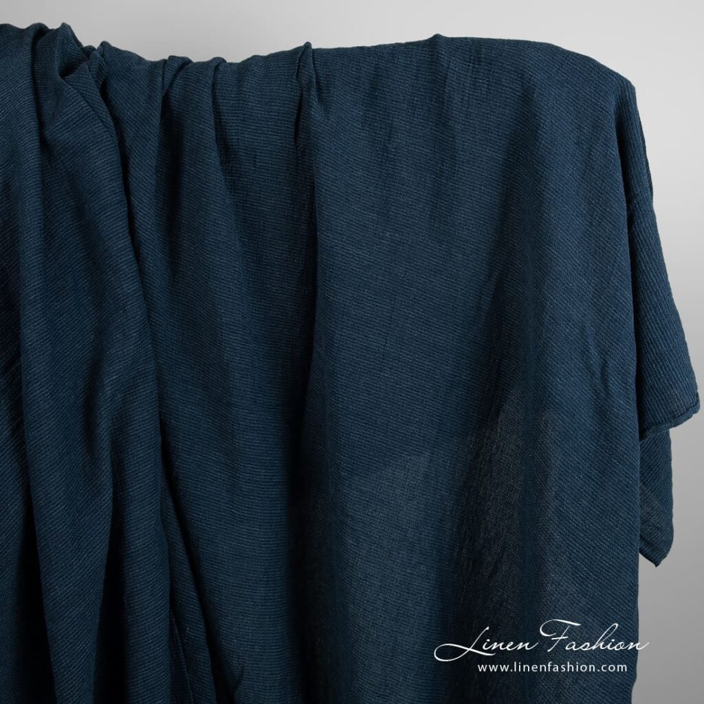 Wide linen cotton fabric in blue