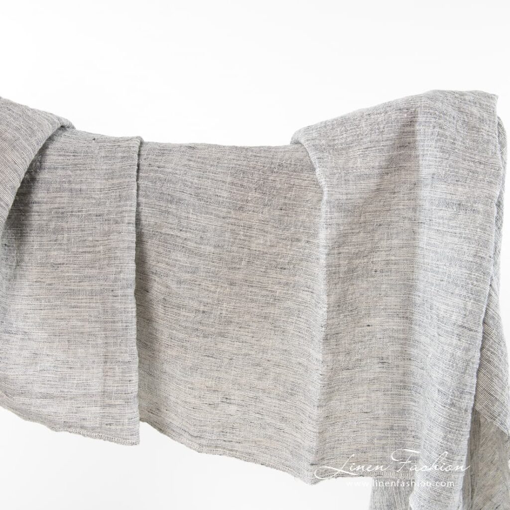 Wide grey linen-cotton fabric.