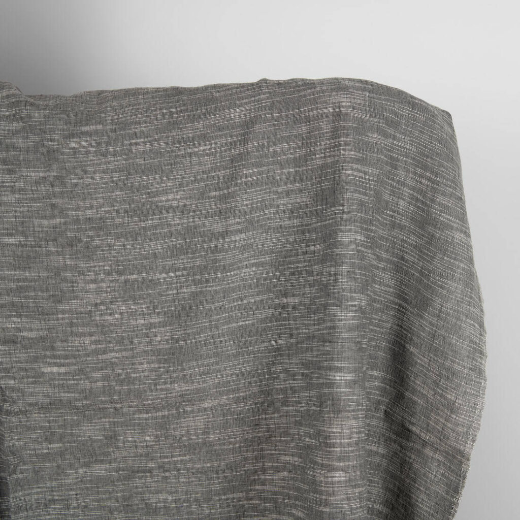 Dark grey linen blend fabric washed