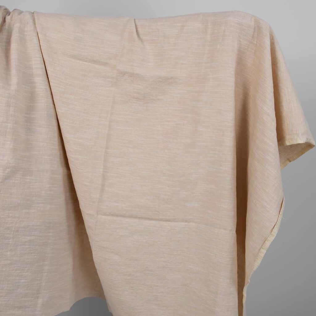 Washed linen cotton fabric yellowish pink colour