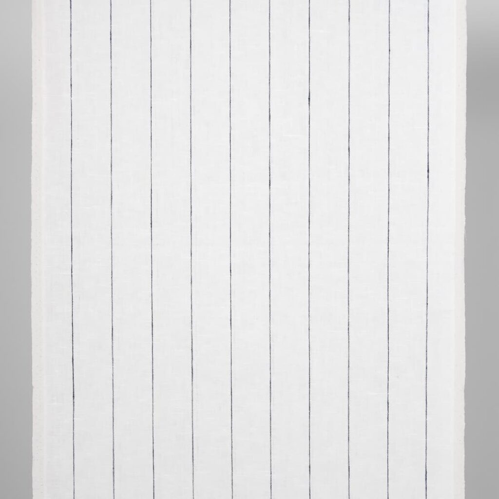 Narrow linen fabric white with thin blue stripes