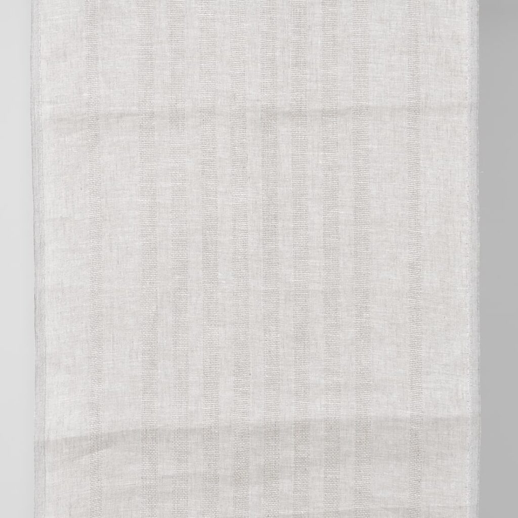 Narrow linen fabric natural and white with textured stripes