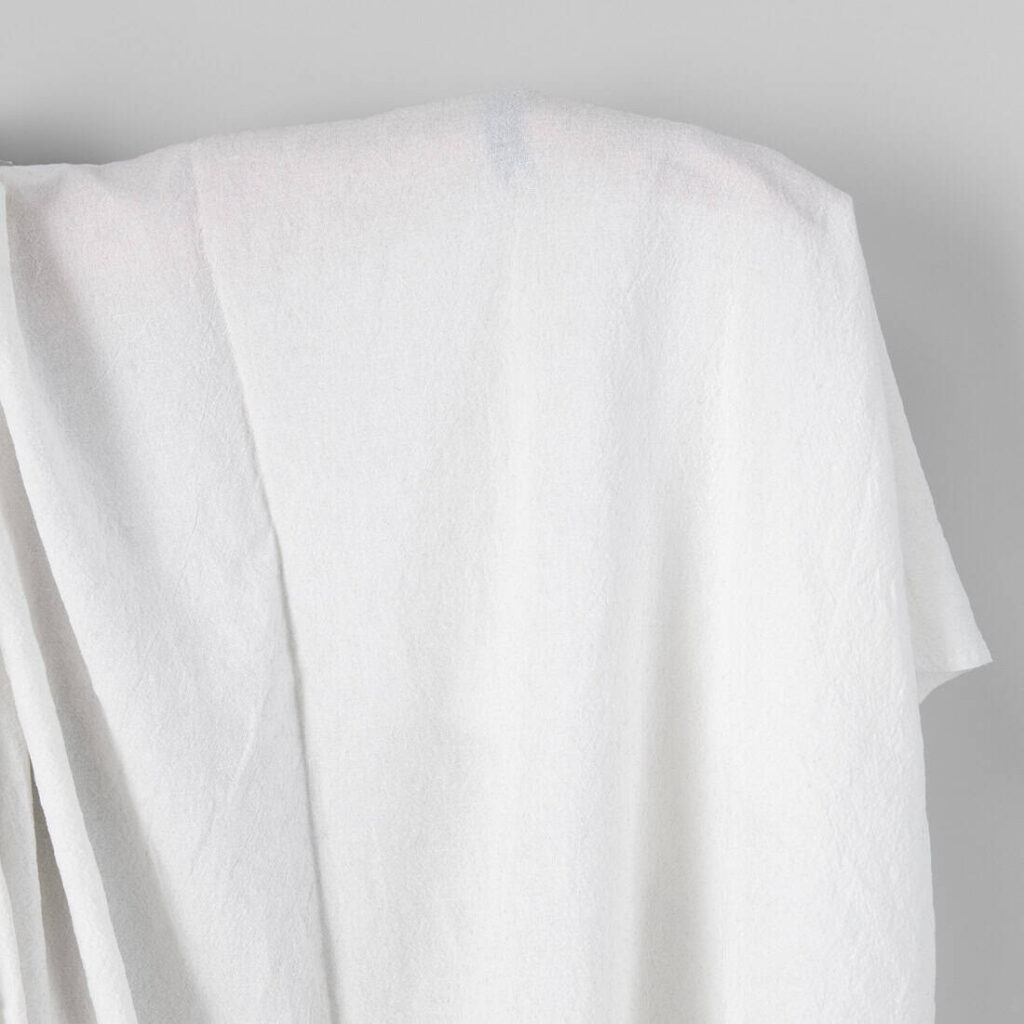 Wide washed linen cotton fabric bright white
