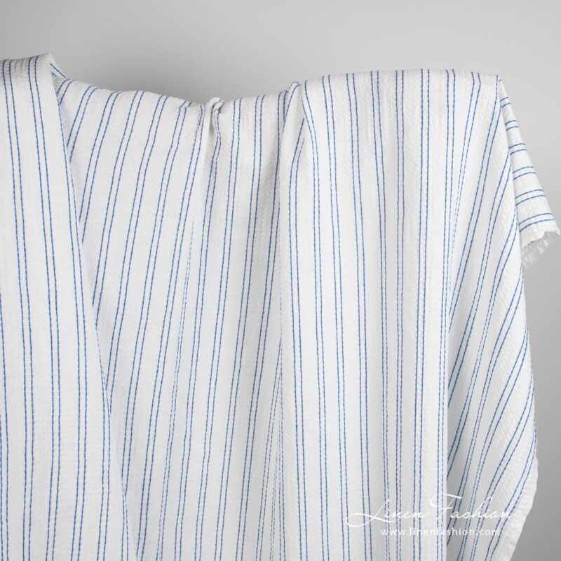 Cotton hemp fabric in blue stripes