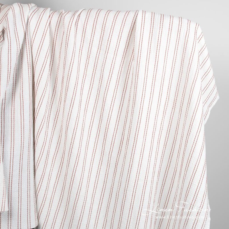 Cotton hemp fabric in brown stripes