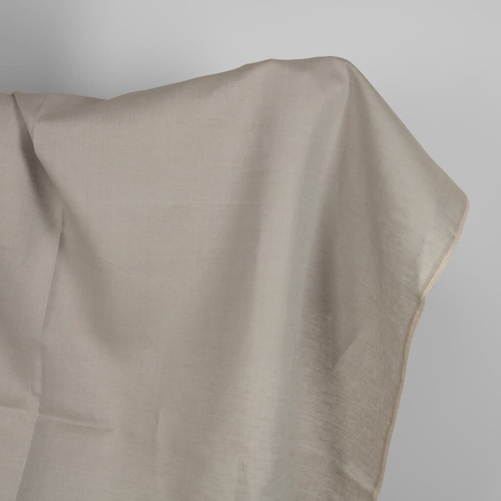 Linen fabric light grey and brown-grey melange