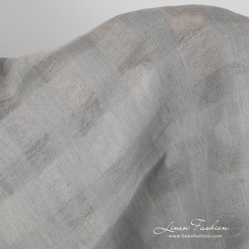 Checked grey linen fabric.