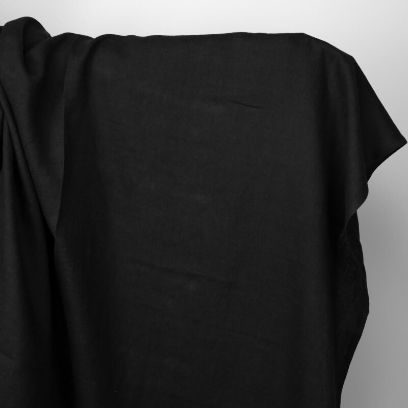 Washed linen fabric solid black colour