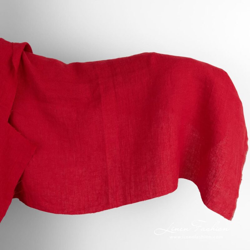 Red linen fabric, washed