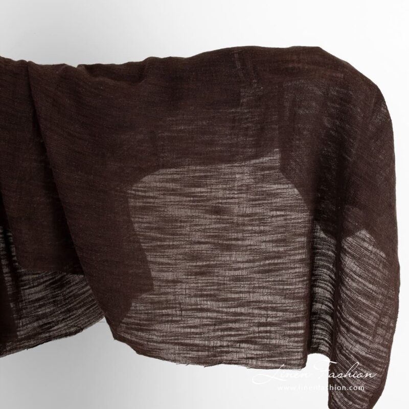 Dark brown linen cotton fabric