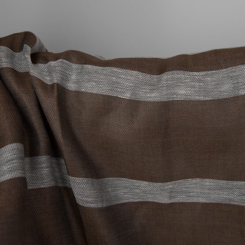 Linen fabric in orange and brown stripes, twill