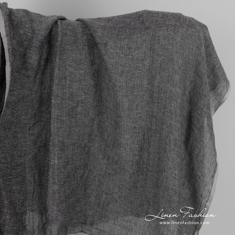 Lightweight black and white linen fabric