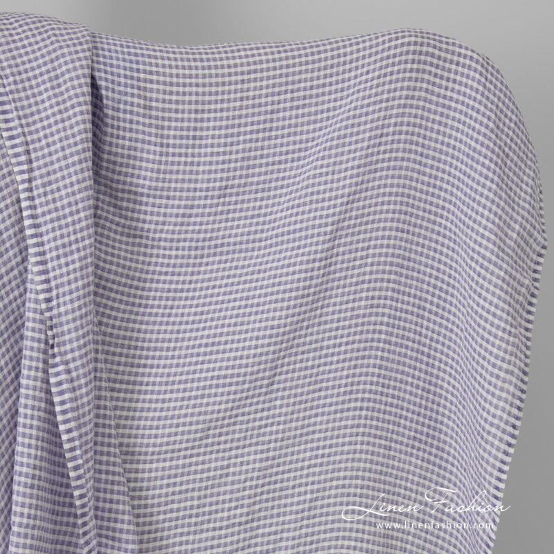 violet linen transparent checks, washed.